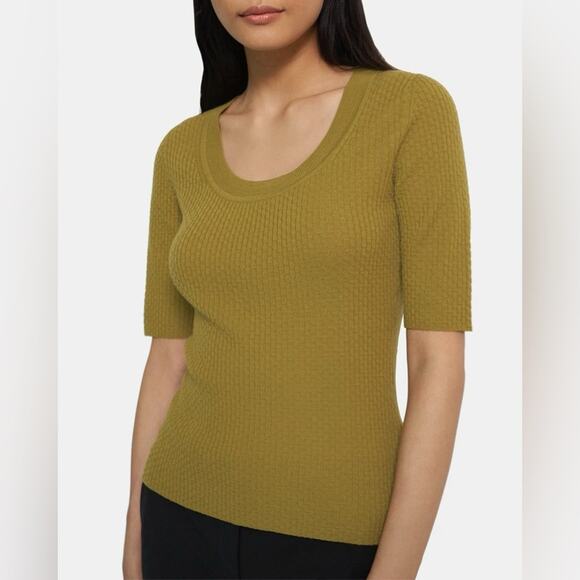 Theory Leenda Scoop Neck Merino Wool Knit Sweater in Willow Size M - Picture 1 of 9